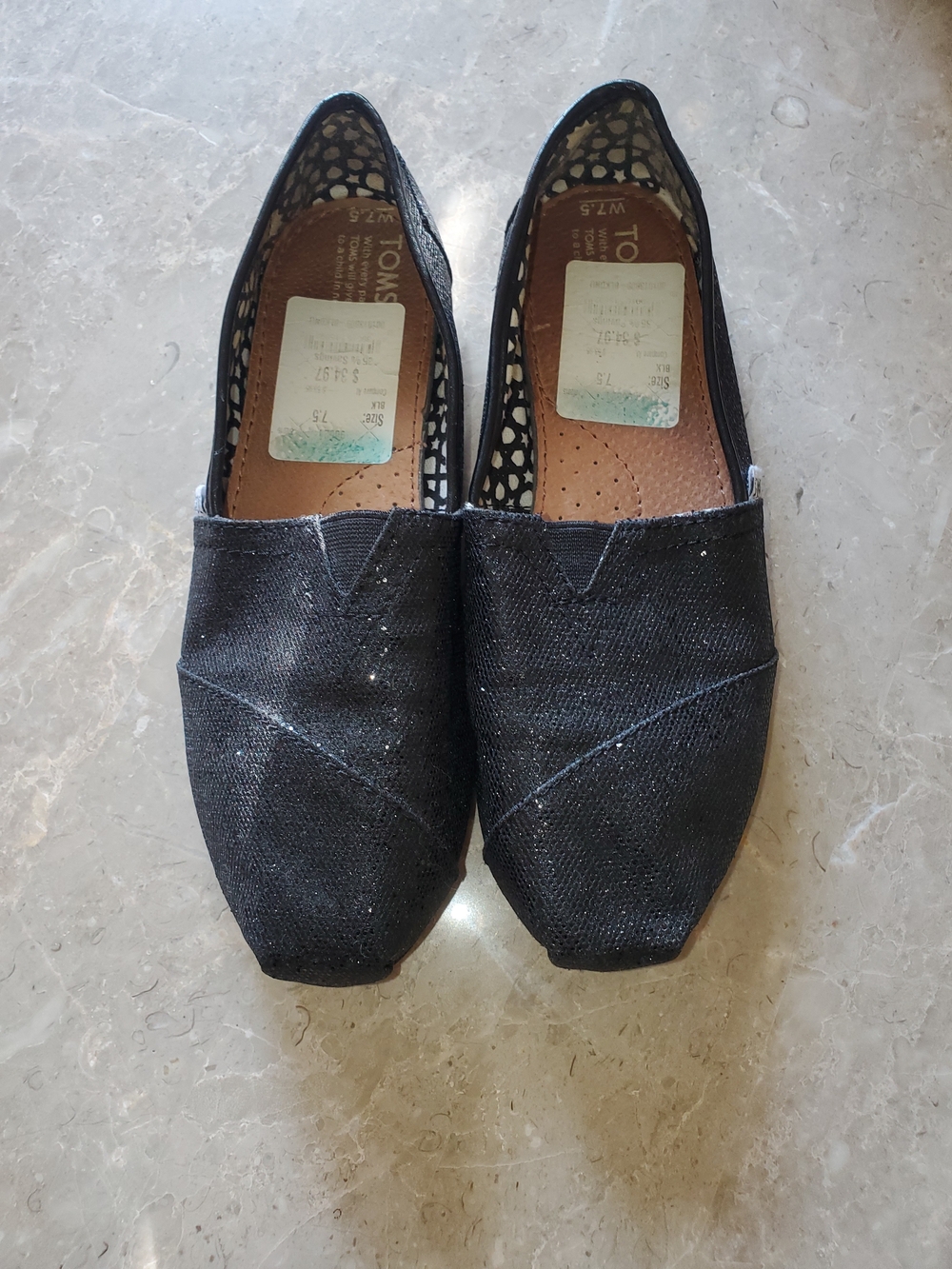 Toms Women's Black Canvas Slip-On Loafers